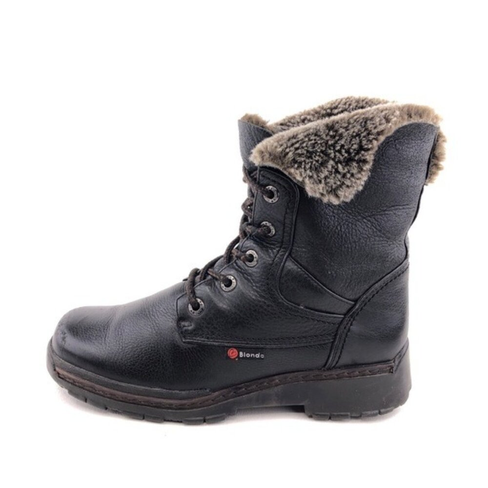 Blondo Black Leather Lace up Winter Ankle Boots 8M - Picture 1 of 14